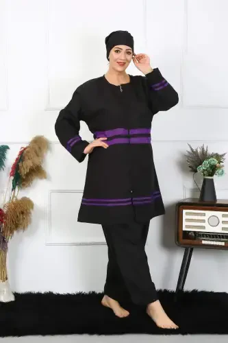 Angelino Plus Size Modest Swimsuit 60-62-64-66 Size Black 55015 - 5