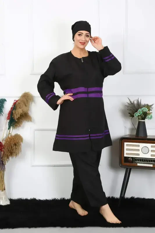 Angelino Plus Size Modest Swimsuit 60-62-64-66 Size Black 55015 - 5