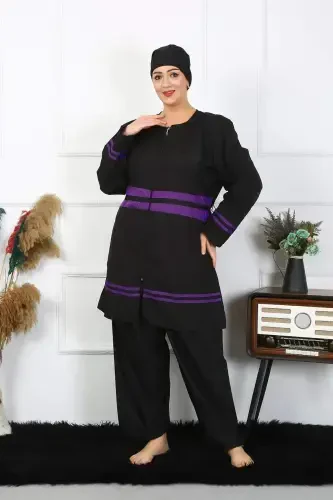 Angelino Plus Size Modest Swimsuit 60-62-64-66 Size Black 55015 - BÜYÜKBEDENIZ (1)