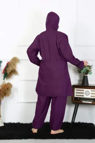 Angelino Plus Size Modest Swimsuit Sizes 60-62-64-66 Purple 55015 - 3