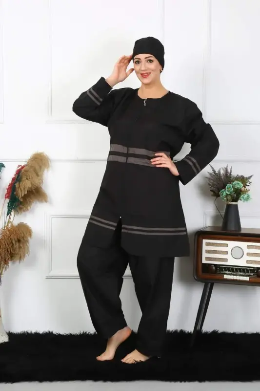 Angelino Plus Size Modest Swimwear 7XL-8XL-9XL-10XL Black 55010 - 2
