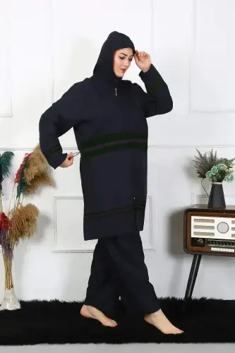 Angelino Plus Size Muslim Swimsuit Sizes 60-62-64-66 Navy Blue 55015 - 1