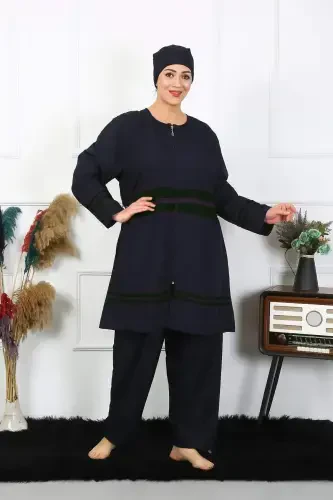 Angelino Plus Size Muslim Swimsuit Sizes 60-62-64-66 Navy Blue 55015 - 4