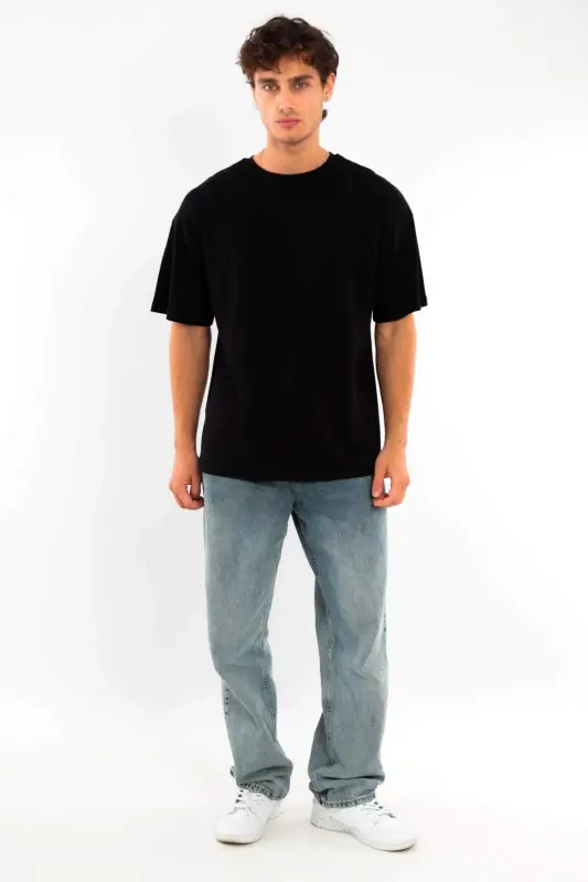 Angelino Plus Size Oversize Fit 100% Cotton Black T-shirt - 2
