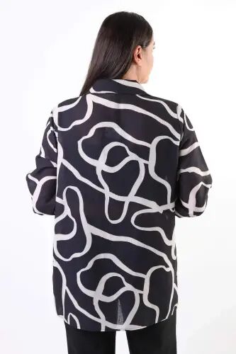 Angelino Plus Size Patterned Zipped Black Jacket - 6