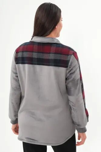 Angelino Plus Size Plaid Pattern Lumberjack Burgundy Shirt - 5