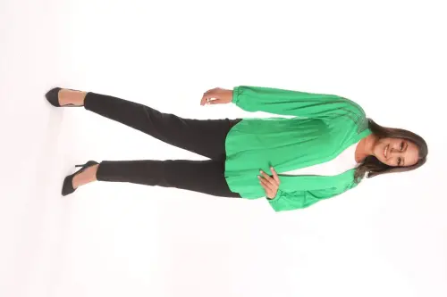 Angelino Plus Size Robe Stone Printed Oversize Green Jacket - 4