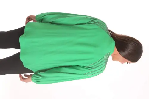 Angelino Plus Size Robe Stone Printed Oversize Green Jacket - 6