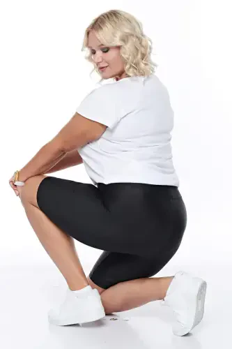 Angelino Plus Size Shiny Disco Short Leggings 24652 - 11