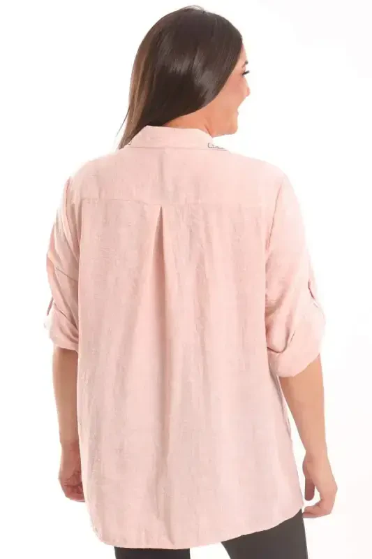 Angelino Plus Size Stone Print Powder Shirt - 5