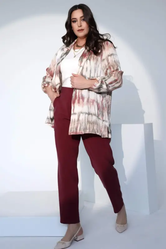 Angelino Plus Size Tie-Dye Wrap Neck Powder Jacket - 4