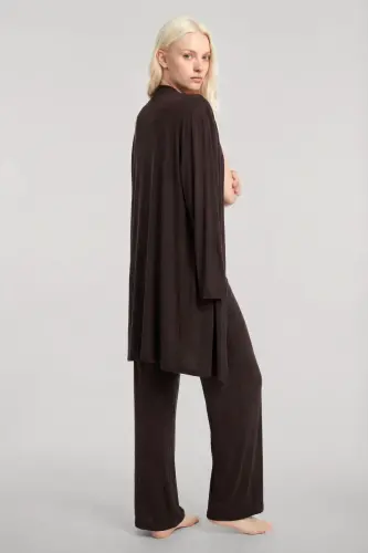 Angelino Qisqa Kimono 3-talik to'plam Qahva rangi - 6