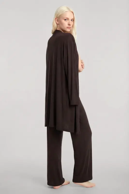 Angelino Qisqa Kimono 3-talik to'plam Qahva rangi - 6