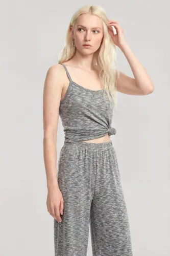 Angelino Short Kimono 3-Piece Set Gray Melange - BÜYÜKBEDENIZ (1)