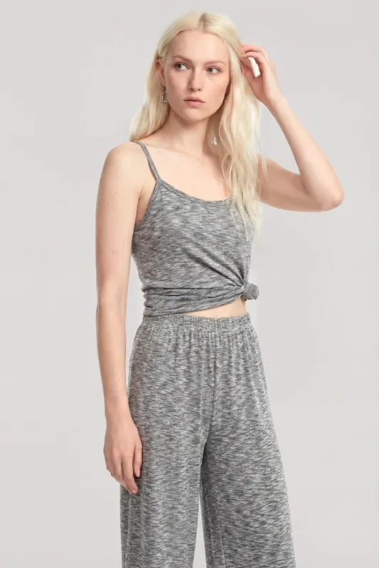 Angelino Short Kimono 3-Piece Set Gray Melange - 2