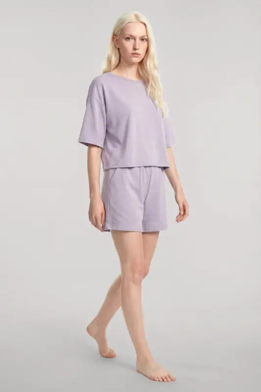 Angelino Short Sleeve Shorts Pajama Set Lilac - 1