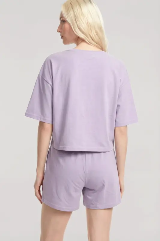 Angelino Short Sleeve Shorts Pajama Set Lilac - 5