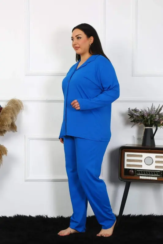 Angelino Sleepwear Women's Plus Size Cotton Pocket Button Saks Pajama Set 202401 - 3