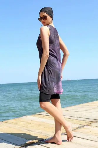 Angelino Sleeveless Patterned Half Burkini Swimsuit 33011 - 4