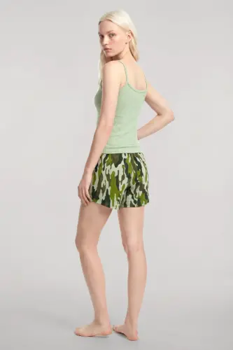 Angelino Strappy Ribbed Shorts Set Sage Green Camouflage - 3