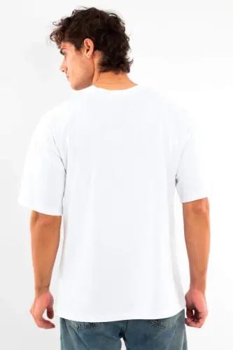 Angelino T-shirt büyük beden oversize %100 pamuk beyaz - 4
