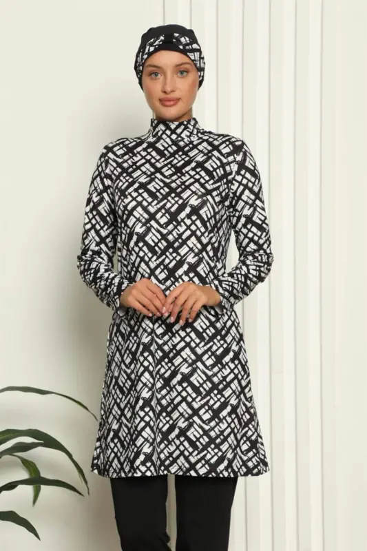 Angelino Tam Tesettür Dijital Desenli Mayo 31037 - 3