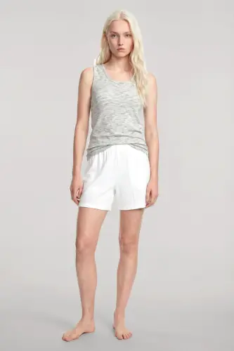 Angelino Tank Top Shorts Set Ecru Grey Melange - 1