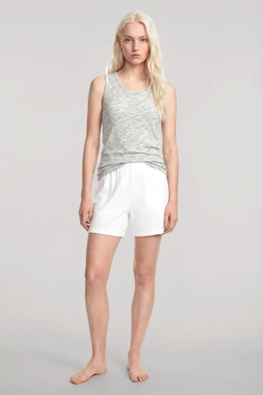 Angelino Tank Top Shorts Set Ecru Grey Melange - BÜYÜKBEDENIZ