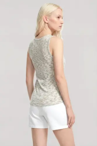 Angelino Tank Top Shorts Set Ecru Grey Melange - 3