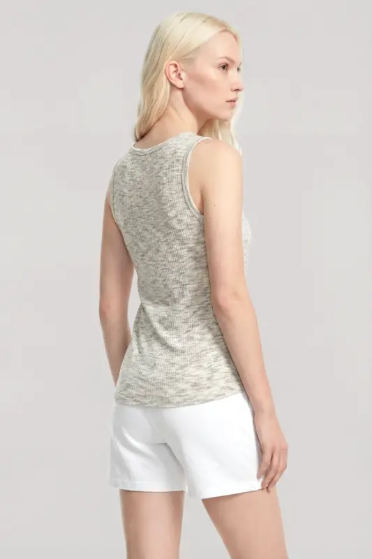 Angelino Tank Top Shorts Set Ecru Grey Melange - 3