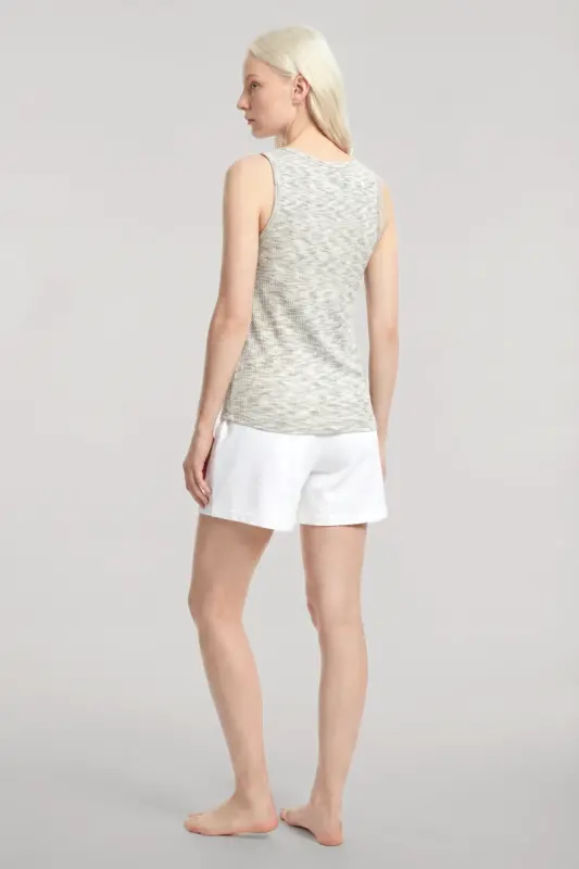 Angelino Tank Top Shorts Set Ecru Grey Melange - 4