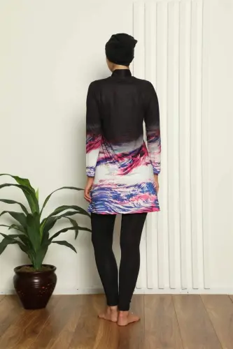 Angelino To'liq Hijob Raqamli Naqshli Suzish Kiyimi 31042 - 3