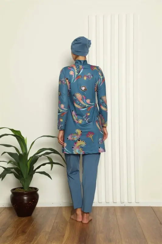 Angelino Toʻliq Hijob Raqamli Naqshli Suzish Kiyimi 31043 - 3