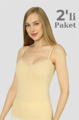 Angelino Underwear ayollar uchun tugmali, ten rangli ipkam ishlab chiqilgan ichki kiyim, 2 dona - 1