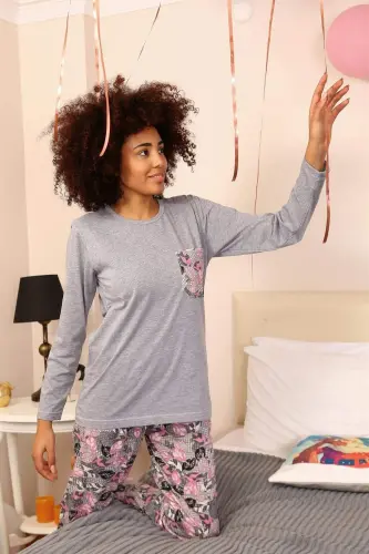 Angelino Underwear ayollar uzun qўlli paxta pijama toʻplami 4195 - 1