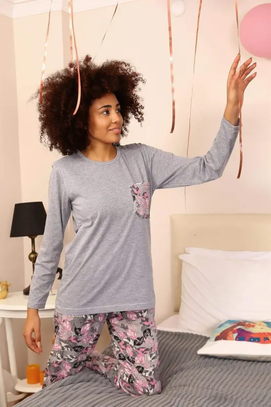 Angelino Underwear ayollar uzun qўlli paxta pijama toʻplami 4195 - 1