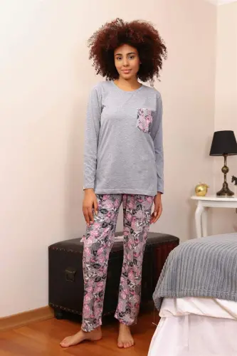 Angelino Underwear ayollar uzun qўlli paxta pijama toʻplami 4195 - 3