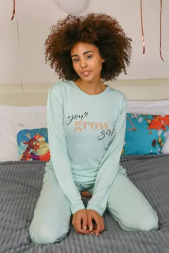 Angelino Underwear ayollarga mo'ljallangan uzun qo'lli paxta pijama to'plami 4188 - 6