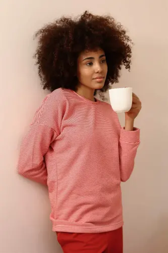 Angelino Underwear Long Sleeve 3 Thread Knit Women's Pajamas Set 4184 - 4