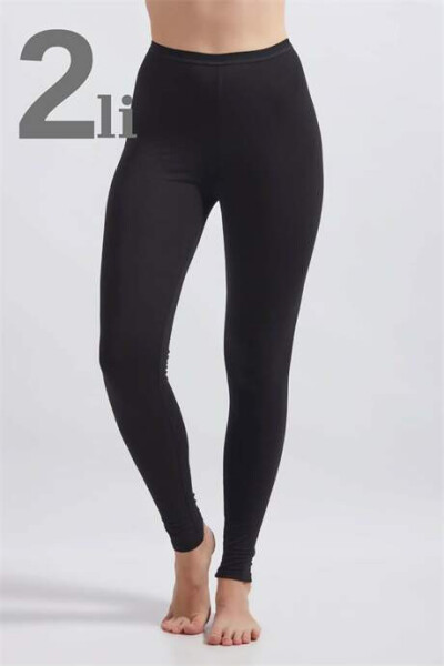 Angelino Underwear Women's Black Cotton Lycra Leggings 2 Pack - 1