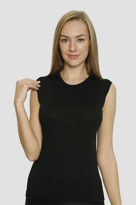 Angelino Underwear Women's Black Lycra Sleeve and Neck Tank Top 2 Pack - 4