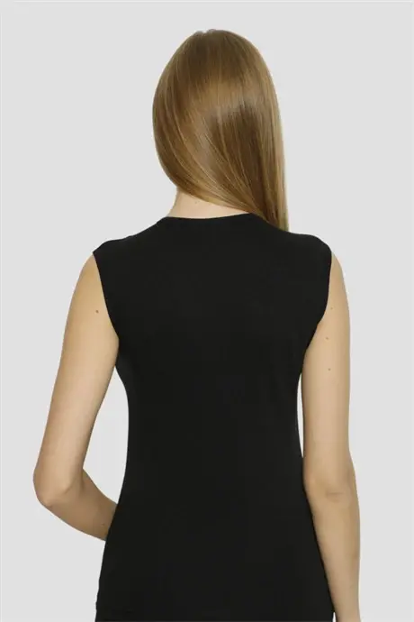 Angelino Underwear Women's Black Lycra Sleeve and Neck Tank Top 2 Pack - 6