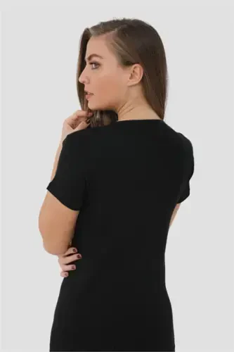 Angelino Underwear Women's Black Ribbed Short Sleeve T-Shirt 2-Pack - 5