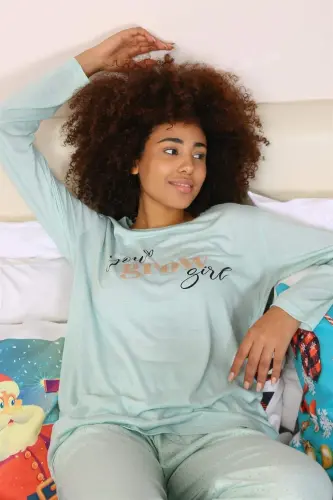 Angelino Underwear Women's Cotton Long Sleeve Pajama Set 4188 - BÜYÜKBEDENIZ (1)