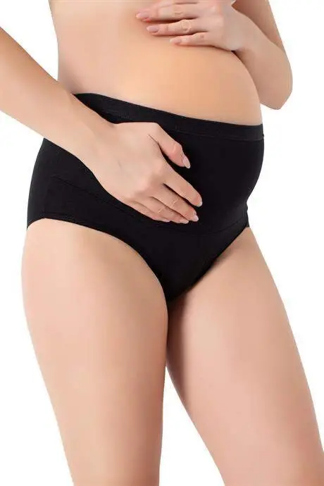 Angelino Underwear Women's Cotton Lycra Elastic High Waist Black Maternity Pregnancy Panties 2 Pack - 2