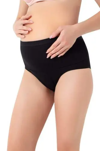Angelino Underwear Women's Cotton Lycra Elastic High Waist Black Maternity Pregnancy Panties 2 Pack - 5