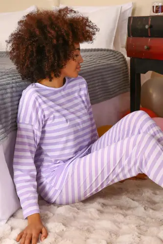 Angelino Underwear Women's Long Sleeve Cotton Pajamas Set 4175 - 7