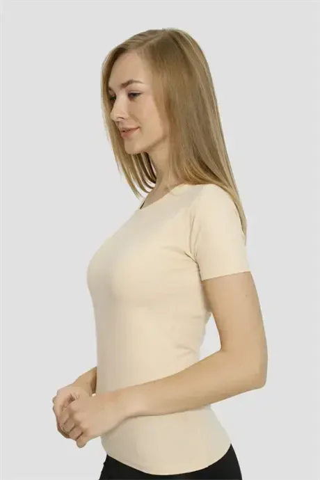 Angelino Underwear Women's Nude Lycra Crew Neck T-shirt 2-Pack - 2