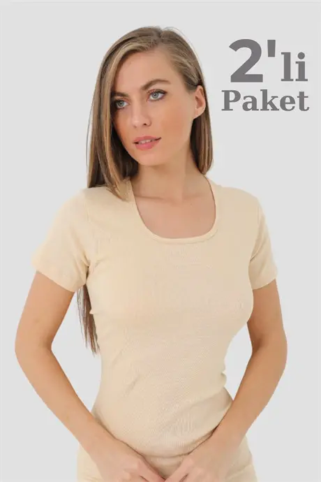 Angelino Underwear Women's Rib Ten Round Neck T-shirt 2 Pack - 1