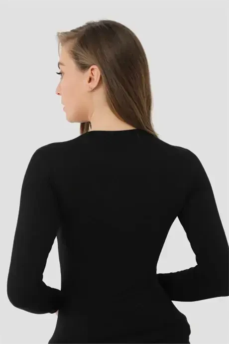 Angelino Underwear Women's Ribbed Black Long Sleeve Bodysuit 2-Pack - 5